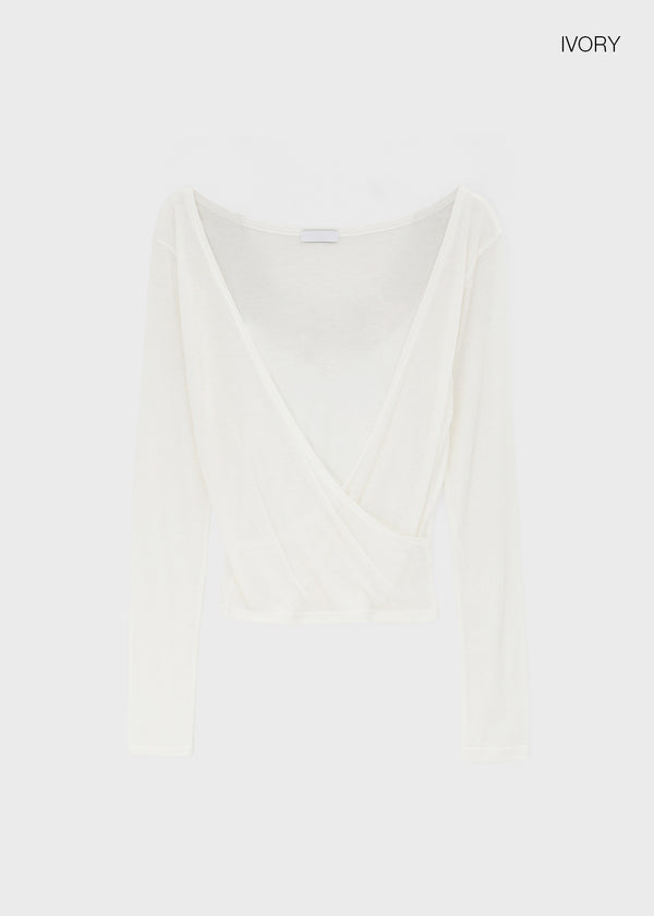 Celty Tencel Wrap Long Sleeve Tee (30% Wool)