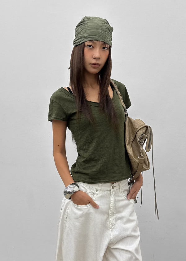 Levien Cut-out U-Neck Short Sleeve T-shirt