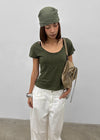 Levien Cut-out U-Neck Short Sleeve T-shirt