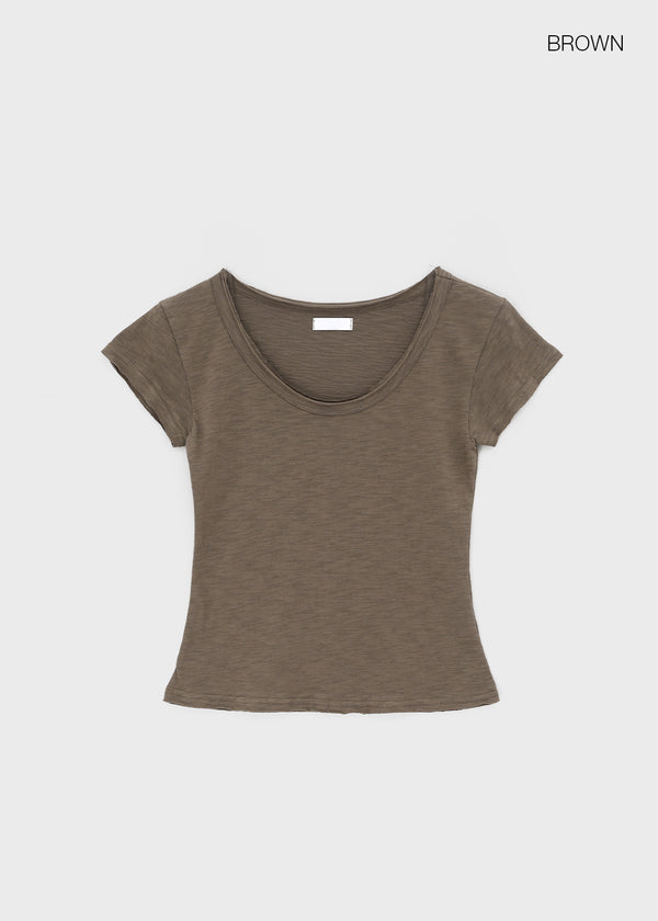 Levien Cut-out U-Neck Short Sleeve T-shirt