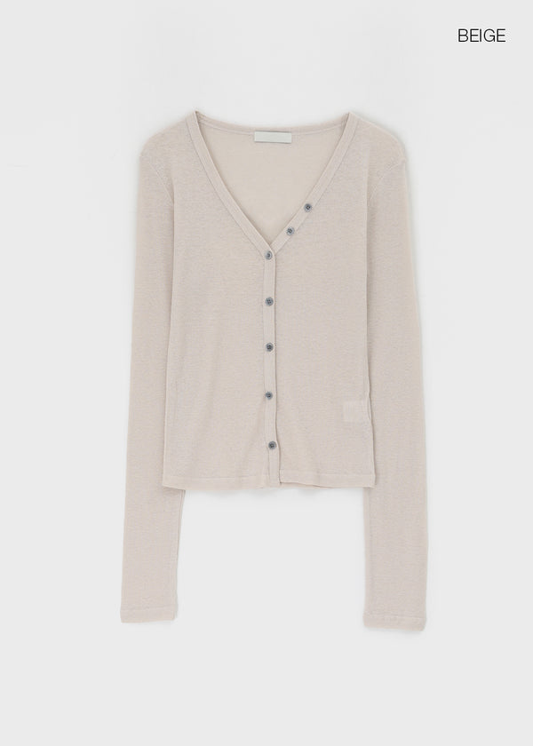 Sharti Button Deep V-Neck Cardigan (55% Linen)