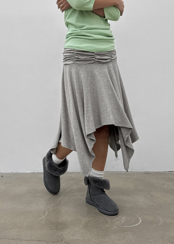 Clie shirred asymmetrical midi skirt