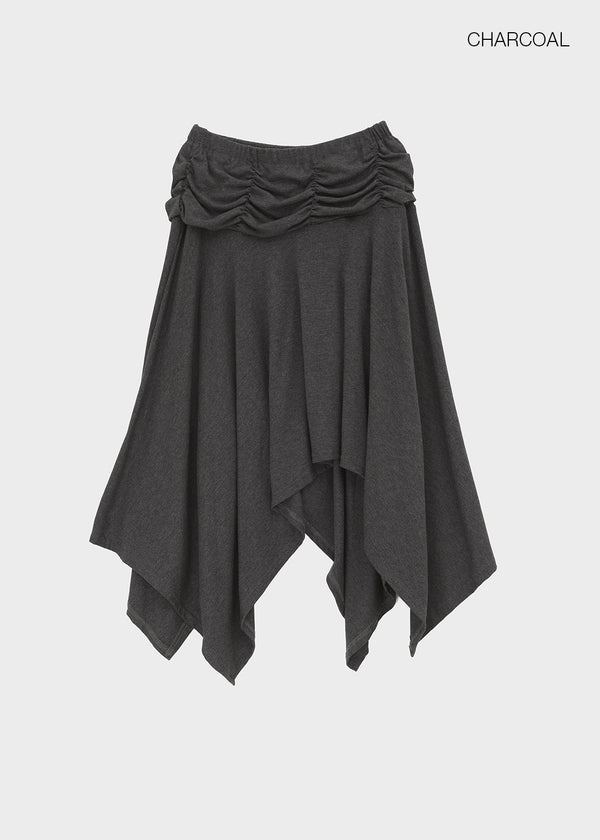 Clie shirred asymmetrical midi skirt