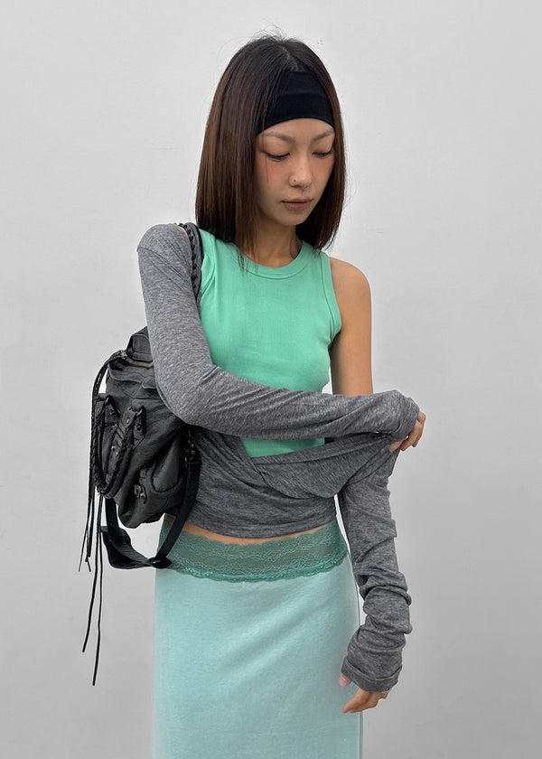 Celty Tencel Wrap Long Sleeve Tee (30% Wool)