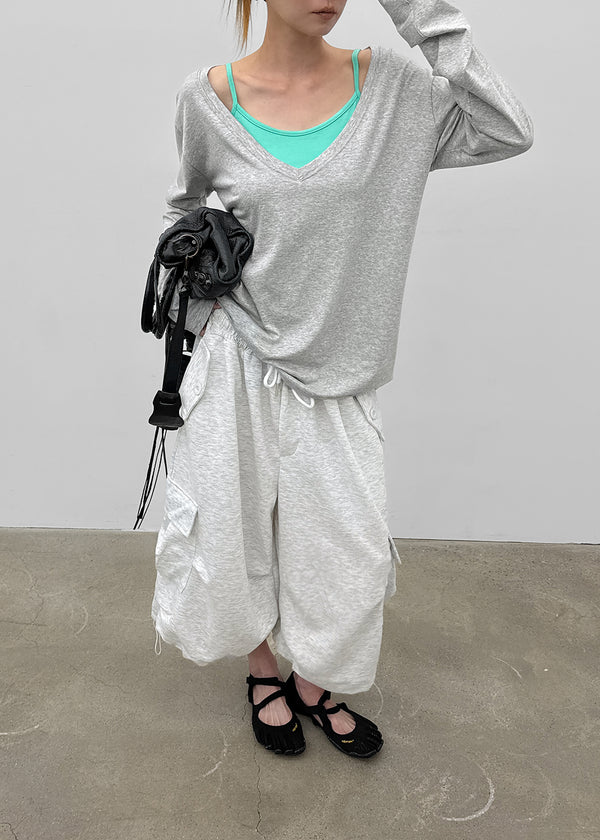 (UNISEX) Dipia Cargo Bermuda Elastic Pants