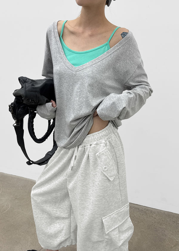 (UNISEX) Dipia Cargo Bermuda Elastic Pants