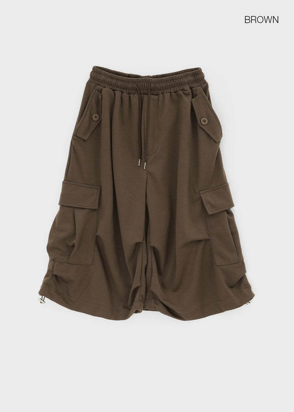 (UNISEX) Dipia Cargo Bermuda Elastic Pants