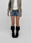 Murky low-waisted denim shorts