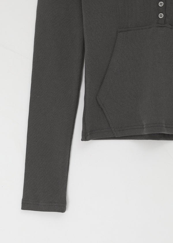 Special Deep V-Neck Henley Neck Long Sleeve Tee