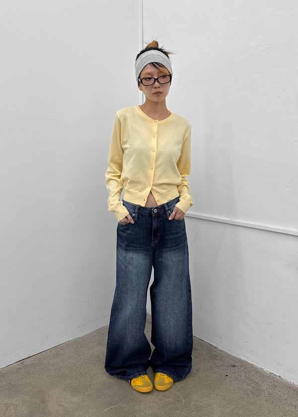 Tair back pocket wide denim pants