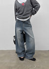 Venue Lettering Wide Denim Pants