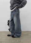 Venue Lettering Wide Denim Pants