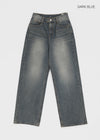 Venue Lettering Wide Denim Pants