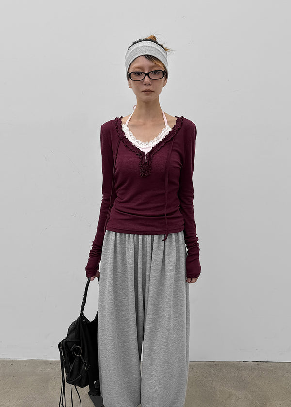 Abe Frill V-Neck Long Sleeve Tee (30% Wool)