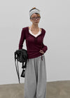 Abe Frill V-Neck Long Sleeve Tee (30% Wool)