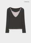 Ronpo SET - Deep V-neck Long Sleeve Tee, Sleeveless