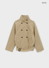 Lama double-button high-neck trench jacket