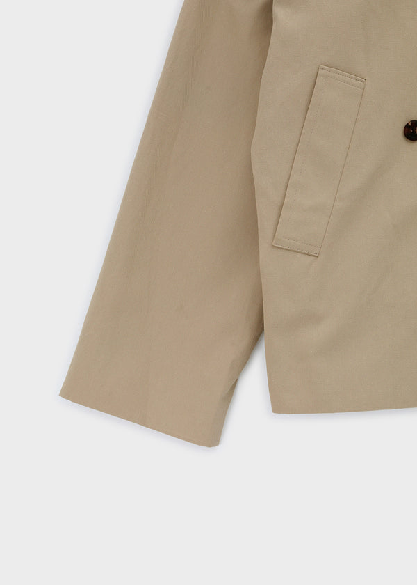 Lama double-button high-neck trench jacket