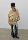 Lama double-button high-neck trench jacket