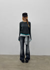 Baddie Low Washed Bootcut Denim Pants