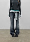 Baddie Low Washed Bootcut Denim Pants