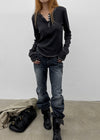 Baddie Low Washed Bootcut Denim Pants
