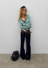 Tech stitch non-fade bootcut denim pants