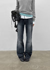Baddie Low Washed Bootcut Denim Pants