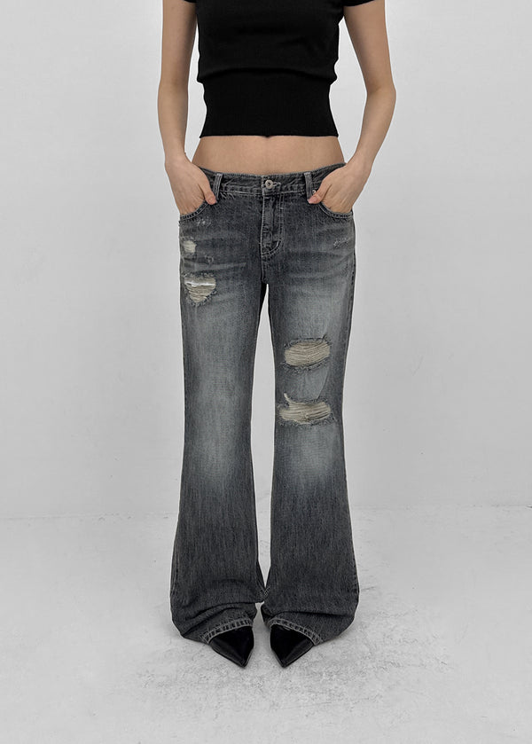 Shop Damaged Bootcut Denim Pants
