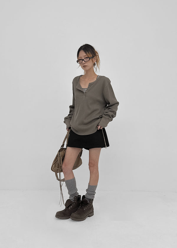Burle zipper cotton mini skirt pants