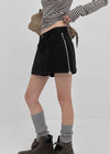 Burle zipper cotton mini skirt pants