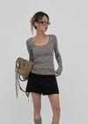 Burle zipper cotton mini skirt pants