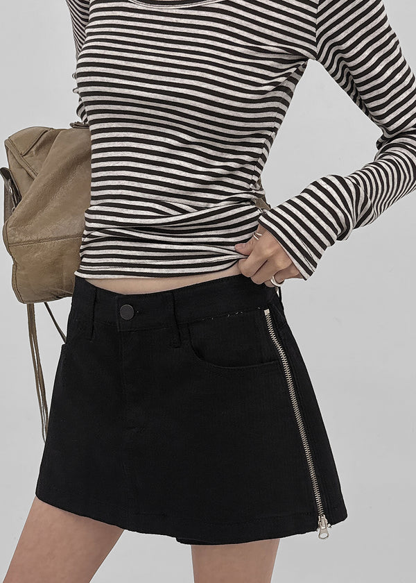 Burle zipper cotton mini skirt pants
