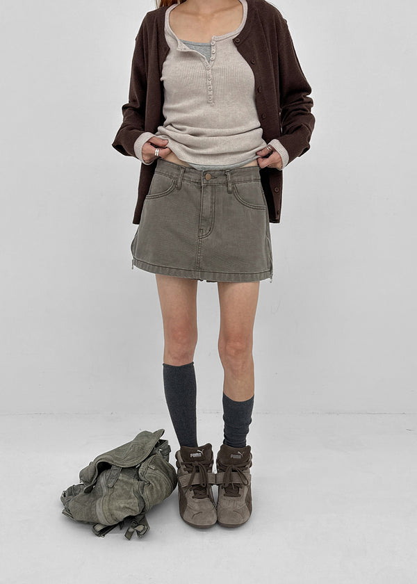 Burle zipper cotton mini skirt pants