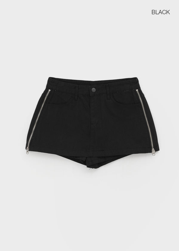 Burle zipper cotton mini skirt pants