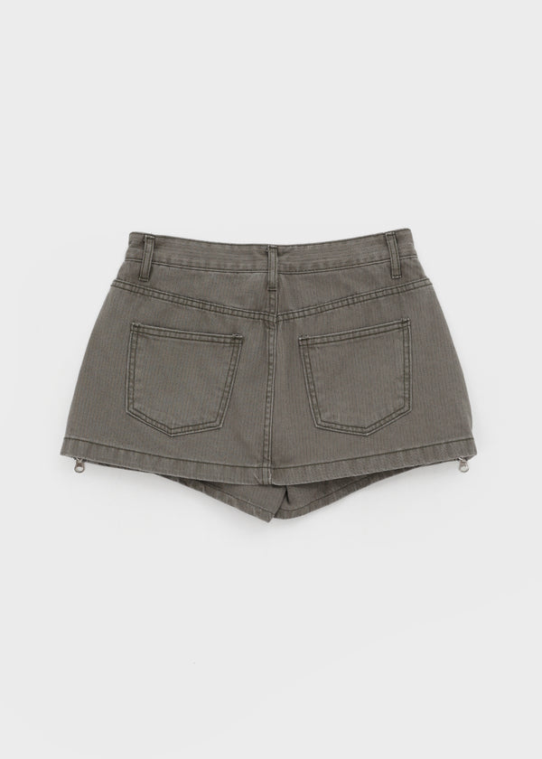 Burle zipper cotton mini skirt pants