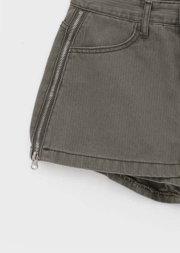 Burle zipper cotton mini skirt pants