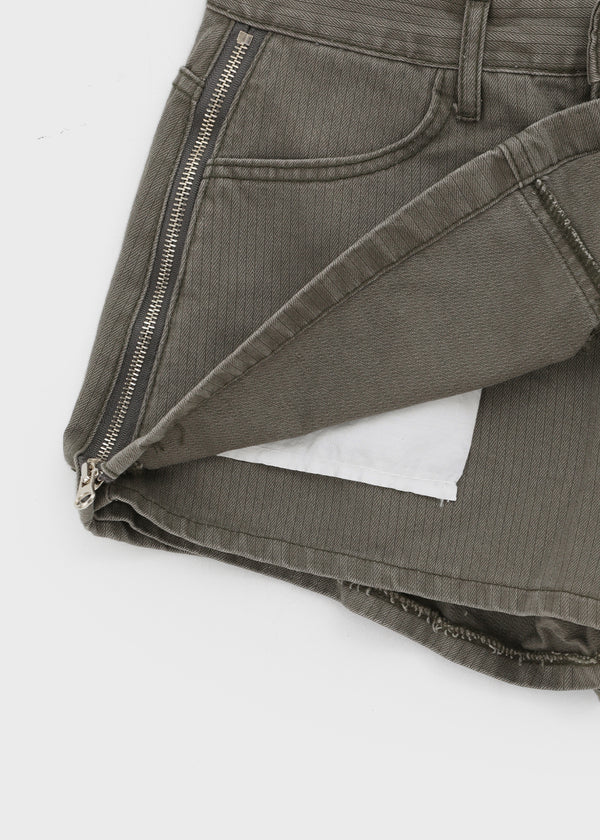Burle zipper cotton mini skirt pants