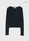 Tenkeylit V-neck Button Long Sleeve T-shirt