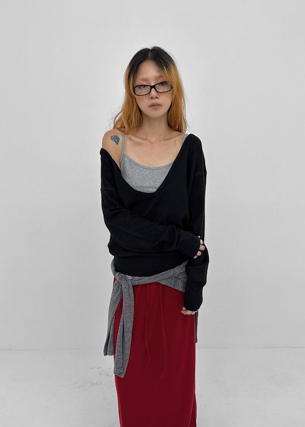 Atro banding maxi long skirt