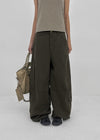 Factory Cut-out Wide Cargo Pants (Belt Set)