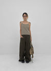 Factory Cut-out Wide Cargo Pants (Belt Set)