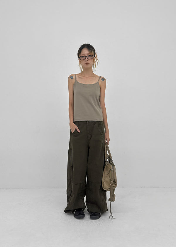 Factory Cut-out Wide Cargo Pants (Belt Set)