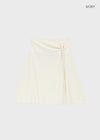 Ana-kick shirred flare midi skirt