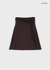 Ana-kick shirred flare midi skirt