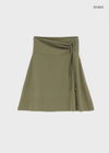 Ana-kick shirred flare midi skirt