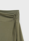 Ana-kick shirred flare midi skirt