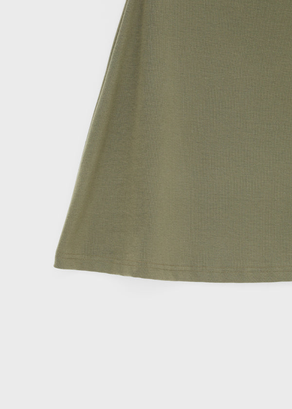 Ana-kick shirred flare midi skirt