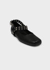 Tall buckle square flat shoes