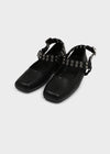 Tall buckle square flat shoes